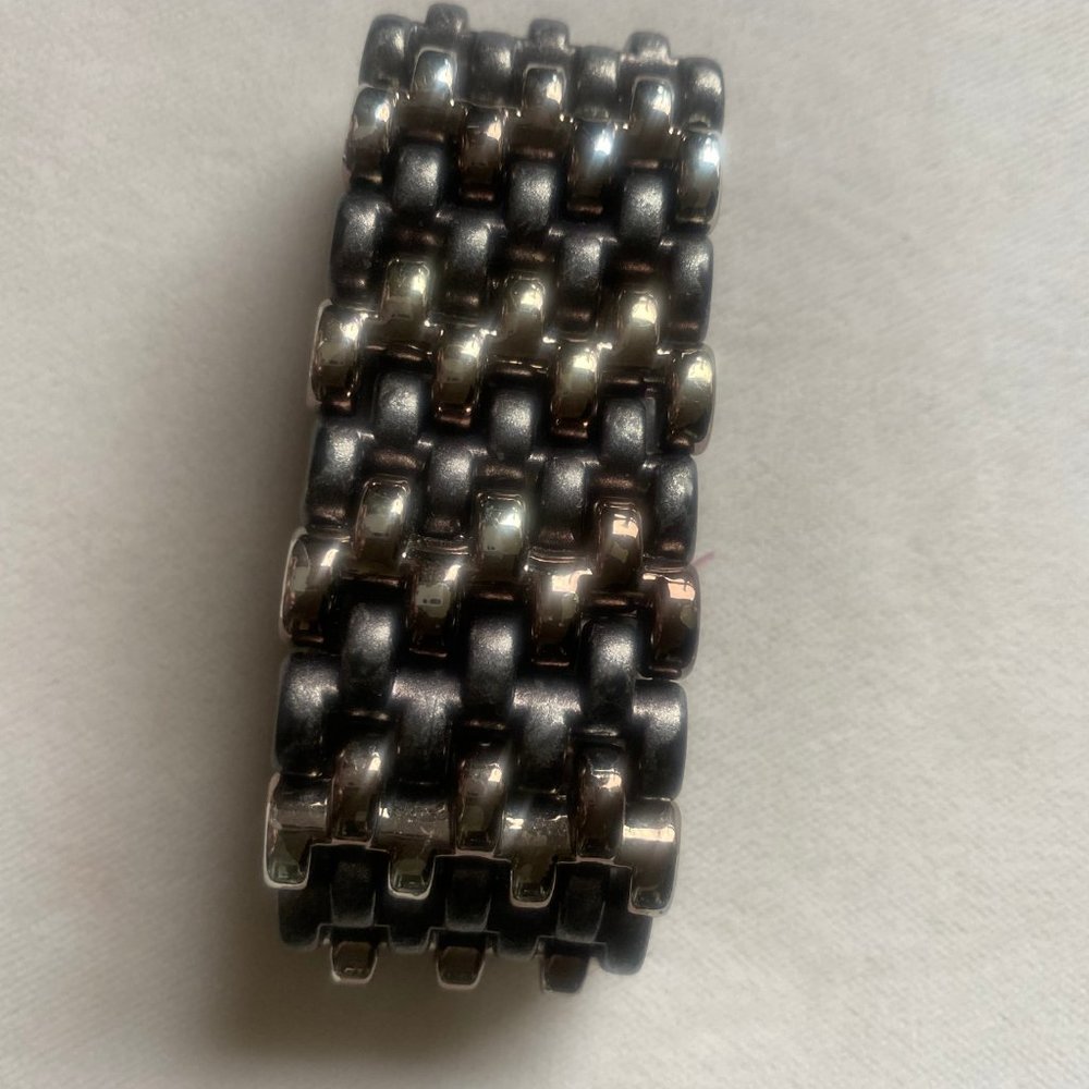 Stretchy bracelet - pewter and silver